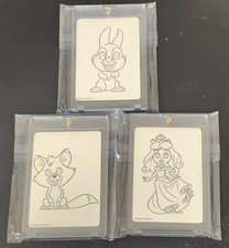 Disney 100 Carnival Paper Sketch 3 Card 1-Of-1 Lot Thumper, Tod, Princess Aurora