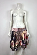 Vtg Roberto Cavalli Just Cavalli Multicolor Print Silk Skirt 42 M