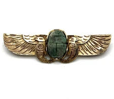 Antique 800 Silver Egyptian Revival Winged Scarab Pin Brooch