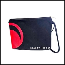 Beauty Heroes Makeup Bag Travel Pouch Cosmetic Bag Zip Black Red Wristlet