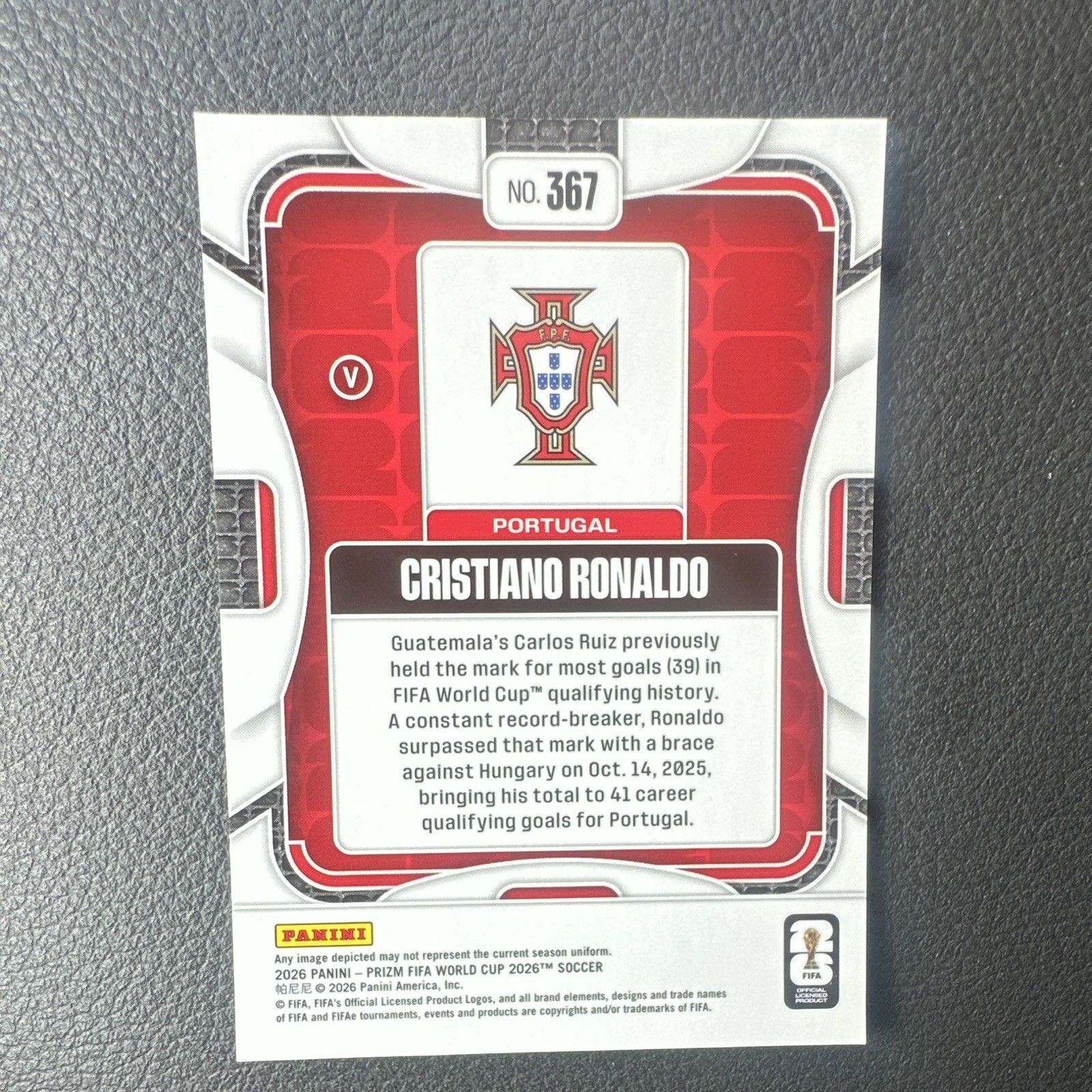 2026 Panini Prizm World Cup Cristiano Ronaldo Image Variation SSP view 2