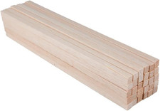 30 Pack Square Wood Dowel Rods 3/8X3/8X12 Inch Balsa Wood Sticks Natural Wood
