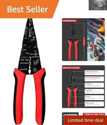 Multi-Function Wire Stripping Tool   8 Inch, High Carbon Steel Precision Design