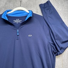 Vineyard Vines Performance 1/4 Zip Pullover Men  s Medium Navy Blue Stretch Golf