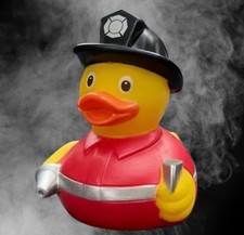 3.5  Fireman Rubber Duck Style Collectible, First Responder, Fire Fighter, Hero