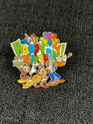 Disney Parks Trading Pin Happy Birthday Mickey Minnie Goofy Pluto Cake Balloons 