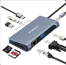 JITOPKEY USB C Docking Station, 9 in 1 USB C Hub Dual to HDMI 4K Display, HDMI,
