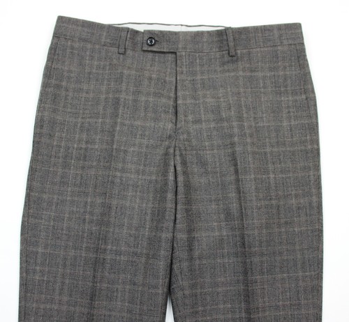 Ted Baker London Suit 40 L Mens Grey Tan Plaid Wool Trim Fit Jay 2 piece Italy - Picture 12 of 13