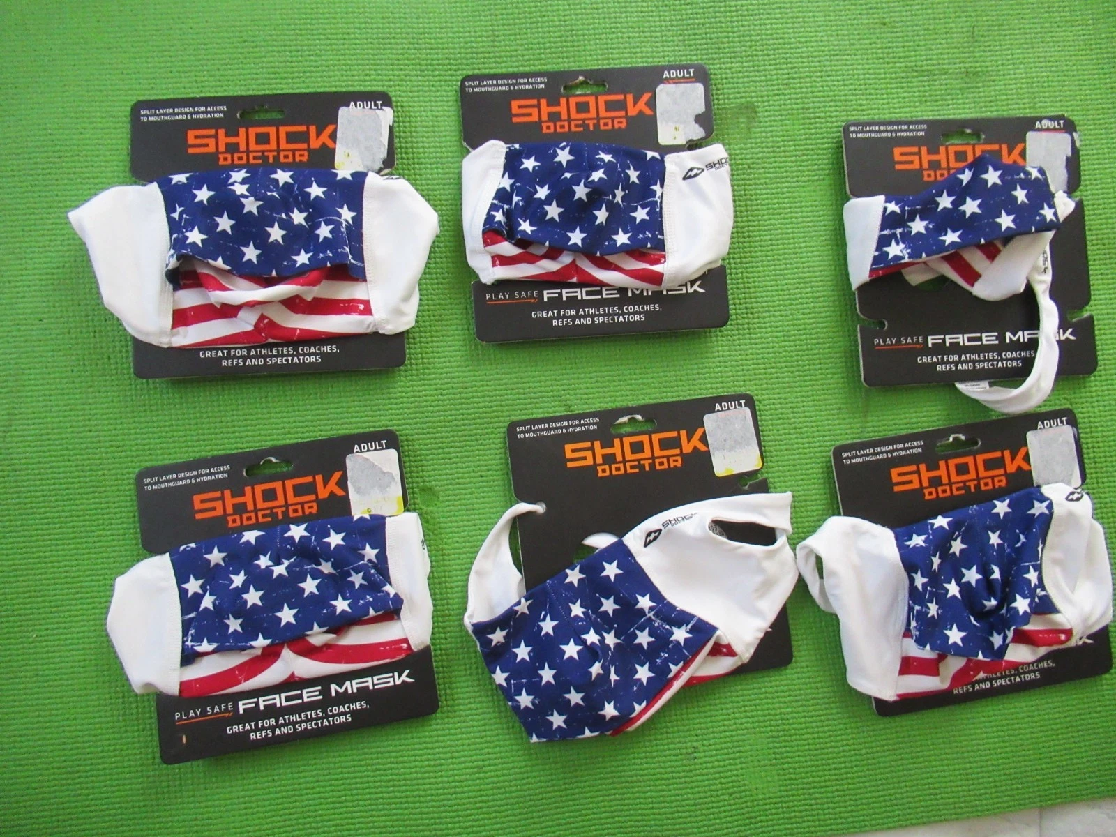Lot 6 Shock Doctor Adult play safe sports face masks. You get all 6.