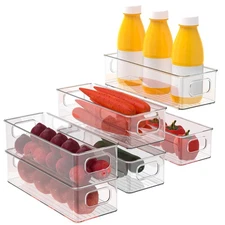 Set of 6 Refrigerator Pantry Organizer Bins - Stackable Fridge Organizers wit...