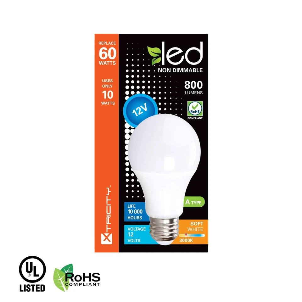 10W LED A19 Bulb 3000K Soft White 800 Lumens E26 12V Replacement for RVs Boats - Image 3 of 4