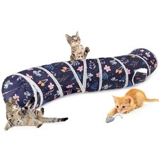 SShape Cat Tunnel with Toys Foldable Peekaboo Cave for Indoor Cats