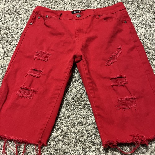 Trestles Supply Co Distressed Shorts Red Men’s 34 - Picture 2 of 10