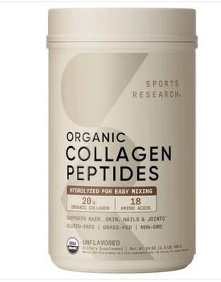 Sports Research Organic Collagen Peptides 1.5 Lbs