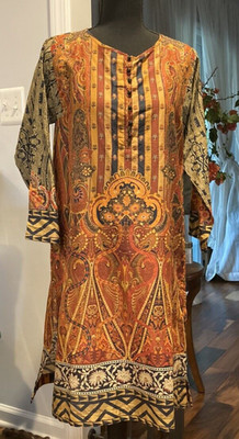 NWT Khaadi Boho Paisley Geometric Novelty Ethnic Art To Wear Patchy Women's Sz12