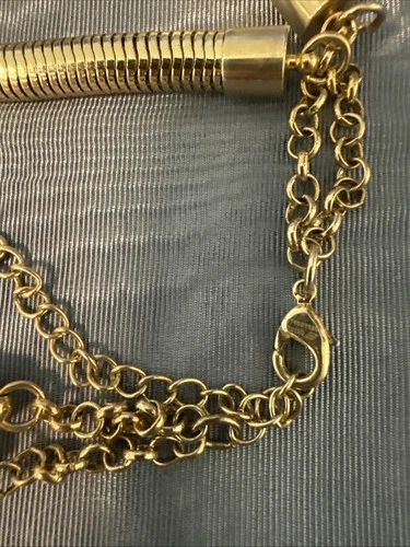 Vintage HSN Bellezza Signed Necklace Double Snake Chain Knotted Design 18k GP image 6
