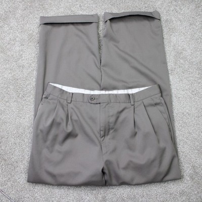Zanella Pants Men 36x28 Beige Bennett Pleated Wool Cuffed Viscose/Rayon Lined