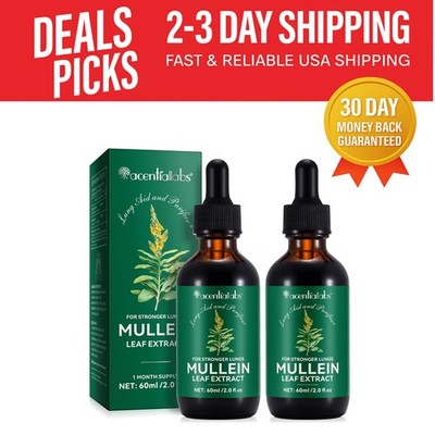 Effortless Breathing with Mullein Drops - 2 Pack Natural Extract for Lung Health