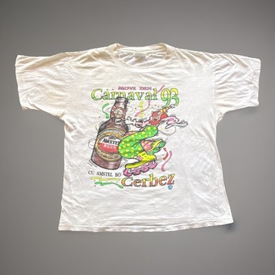 Vintage Amstel Beer Carnaval 93 ''Move Den'' Graphic T-Shirt White L Breweriana