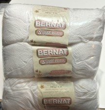 Bernat Softee Baby Yarn White 3 Skein Lot 140g 395 Yds Each 100 Acrylic DK 3