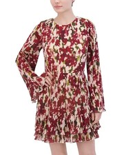 BCBG Max Azria Abstract Floral Accordion Pleated Mini Dress NWT $298, Size 6