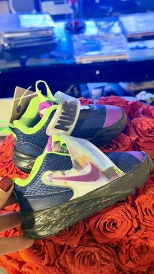 Nike Team Hustle Kids Blue Purple Green Basketball Shoes Size 6C 