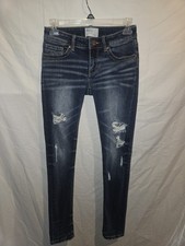 BKE Stella Jeans Womens 26 Blue Low Rise Ankle Skinny Distressed Stretch Denim