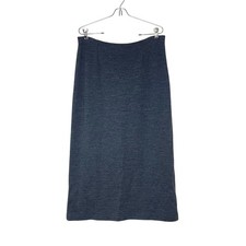 Eileen Fisher Size L Charcoal Gray Viscose-Wool Blend Knit Straight Midi Skirt