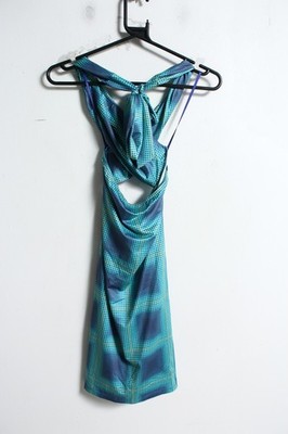 Ei8th Hour Womens Cross Strap Halter Slinky Dress - Blue - Size 12 (d54)