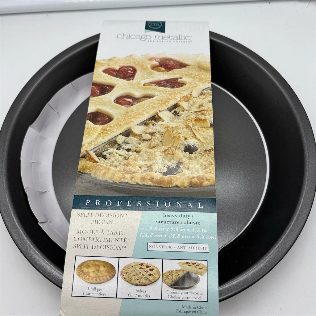 Chicago Metallic Split Decision Pie Pan 9.8 in Nonstick w/ Divider Insert