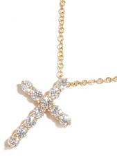 TIFFANY  Co. 18K Rose Gold .42ct Diamond Cross Pendant Necklace