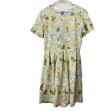 LuLaRoe Yellow Colorful Floral Pockets Stretch Amelia Dress Size 2X