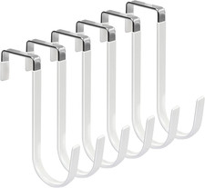 Over the Door Hooks, Single-Hanger 6 Pack, Fits Doors 1 3/8" White
