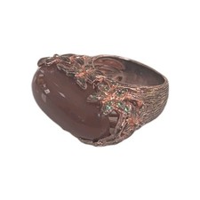 Doug Paulus 925 Sterling Silver Rose Gold Vermeil Brown Chalcedony Cabochon Ring