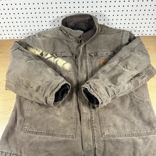 Carhartt Jacket Men s XL Dark Brown Canvas Duck Quilted Lined C26 CHT READ