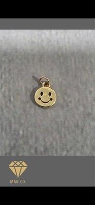 14k Yellow Gold Smilley Face Emoji Charm 