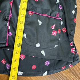 Victoria's Secret Satin Pajama Set Medium Black Gemstone Jewel Print Size M