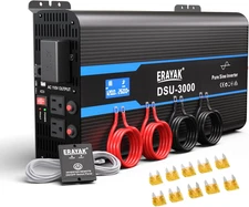 Erayak 3000W/6000W Pure Sine Wave Inverter 12V DC to 110V 120V AC Converter for