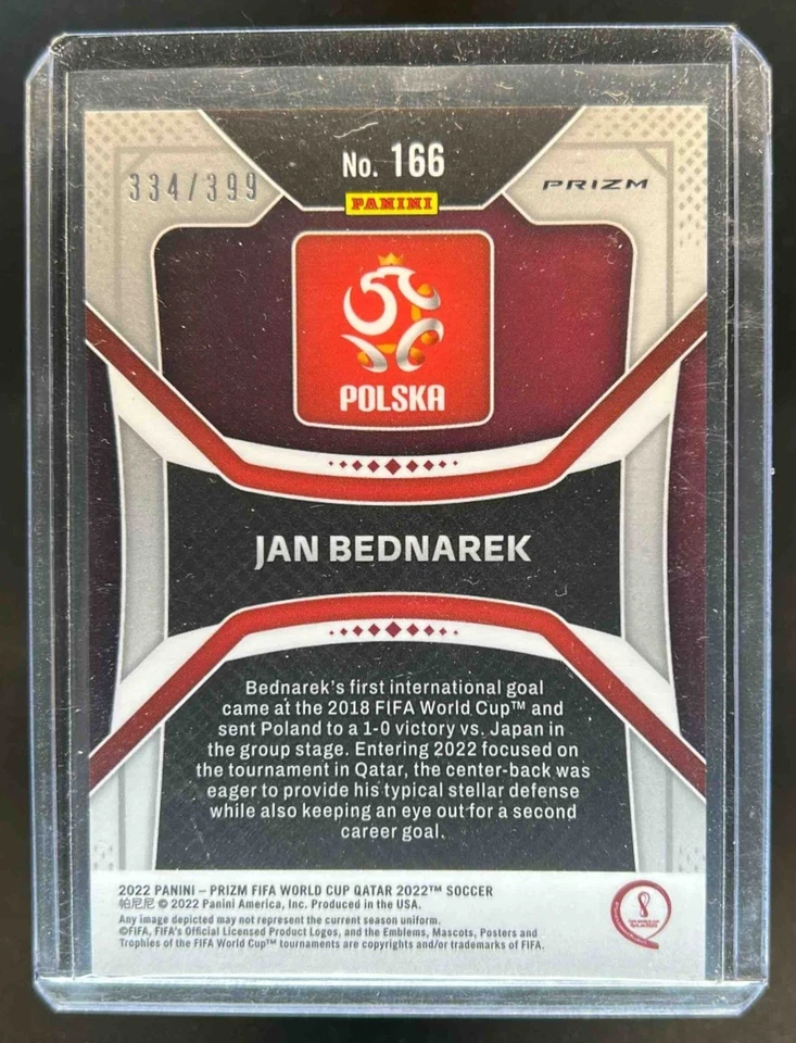 2022 Prizm World Cup Jan Bednarek Red #334/399 Poland - Image 2 of 2