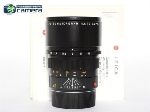 Leica APO-Summicron-M 90mm F/2 ASPH. Lens non-6Bit Black 11884 *MINT in Box*