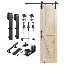SMARTSTANDARD 28in x 84in Sliding Barn Door with 5ft Hardware Kit Included,