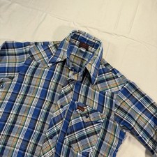 VTG Wrangler Kids Western Plaid Long Sleeve Pearl Snap Button Up Shirt Large