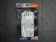 Commercial Electric 6-Outlet Smart Surge Protector with 4-USB Ports, White