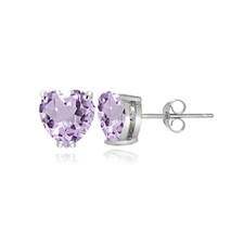 Sterling Silver Amethyst 5mm Heart Stud Earrings