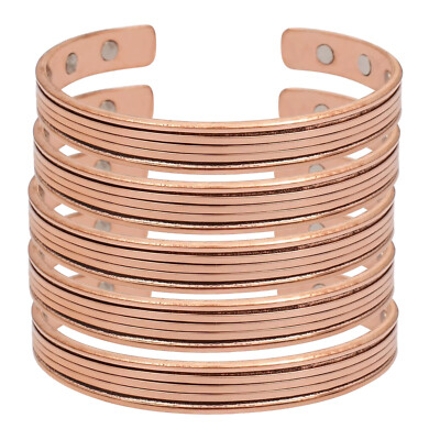 Three Line Pure Copper Magnetic Arthritis Pain Energy Copper Bangle Lot 5 Pcs