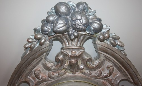Specchio da parete ornato pezzo dichiarazione francese frutta 19x28 argento oro - Foto 3 di 13
