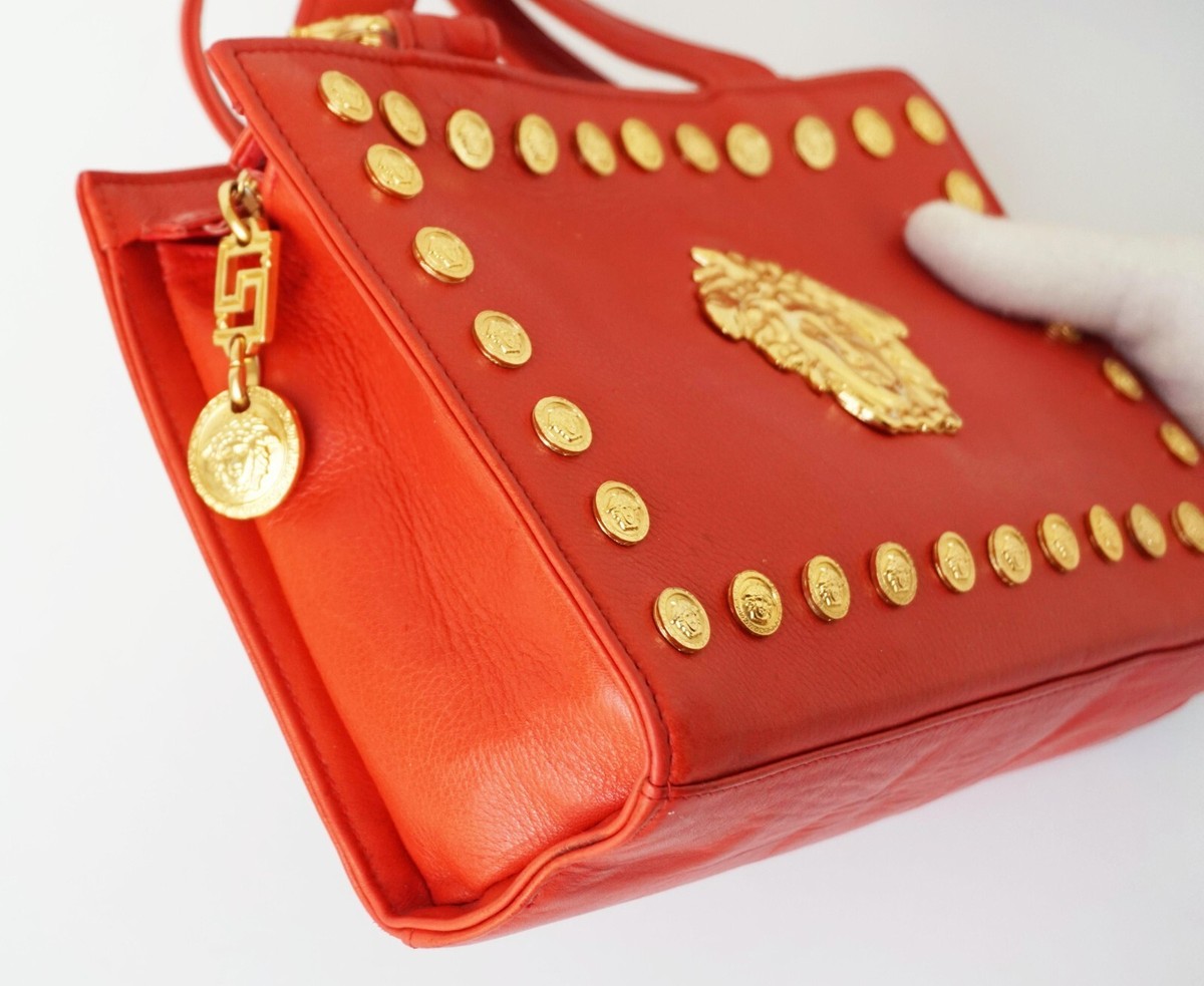 Auth Gianni Versace Couture Medusa Red Leather Shoulder Bag | eBay