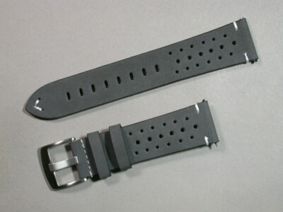 echt Rindsleder Uhrenarmband Grau Matt Gelocht 22mm Edelstahlschließe 0832