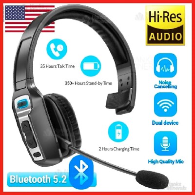 New Trucker Headset Wireless Bluetooth 5.2 AI Noise Cancelling Mic For Phones PC