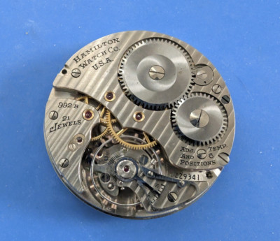 VINTAGE 16 SIZE HAMILTON GRADE 992B 21 JEWELS MODEL 5 POCKET WATCH PARTS